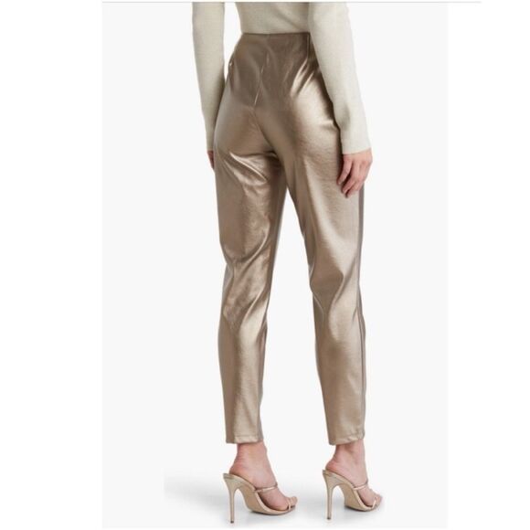 078 New BCBGeneration Straight Leg Metallic Gold Faux Leather Women's Pants - Picture 2 of 11